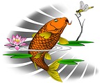 carp, water lily, japanese
