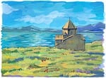 armenia, lake sevan, church