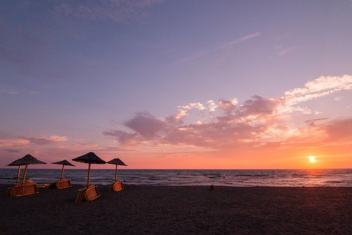 Mar, Praia, Pôr Do Sol, Montenegro