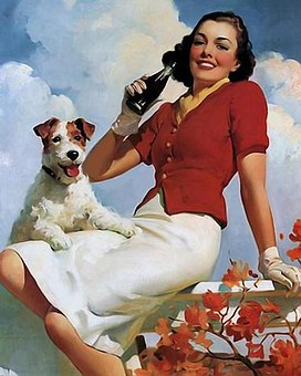 Cartel Vintage, Sosa, Mujer Y Perro