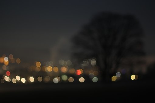 Bokeh, Δέντρο, Νύχτα, Πόλη, Θολός