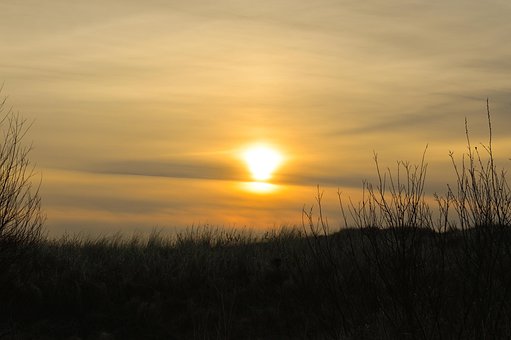 Solnedgang, Sol, Gul, Å Farge, Hav