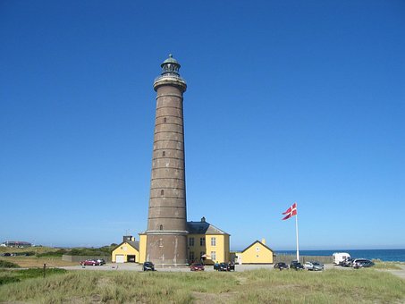 Leuchtturm, Blauer Himmel, Haus, Strand