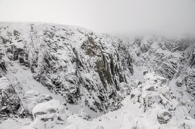 Gebirge, Felsen, Winter, Schneekessel