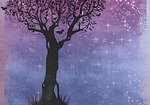 silhouette, tree, butterfly