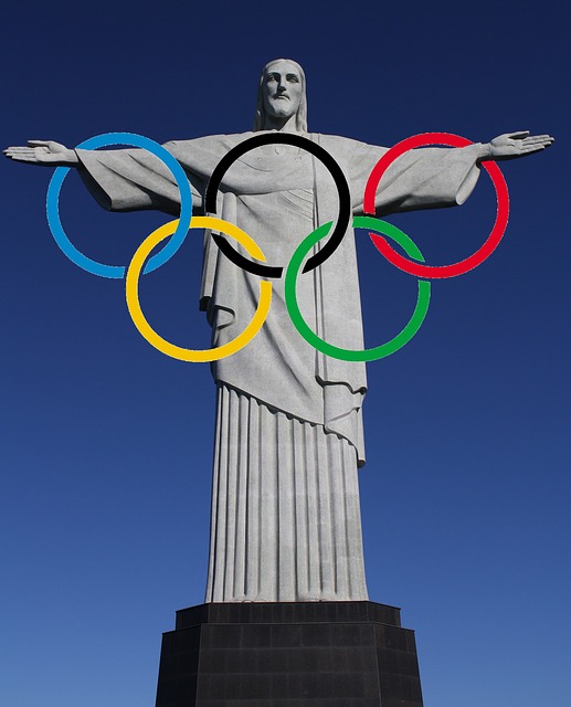 Free christ figure olympic rings rio de janeiro illustration