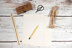 card, line, a pair of scissors