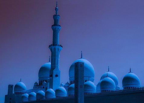 Dubai, Moschee, Albastru, Noapte