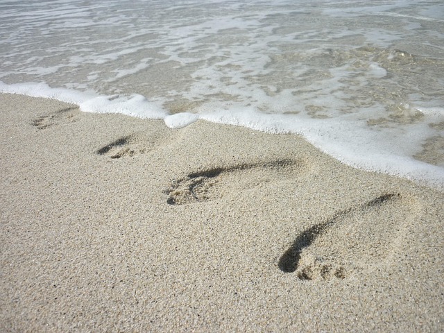 Free Footprints Wet Sand photo and picture