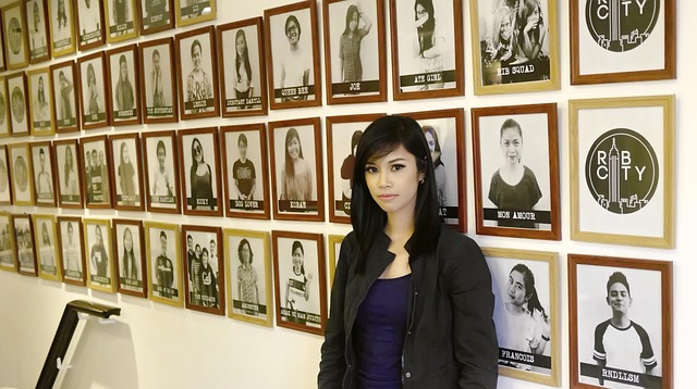 Mulher, Muro, Moldura De Foto, Fotos
