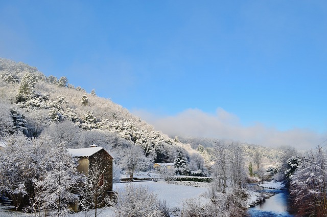 Sne, Flod, Vinter, Natur, Is, Bjerg