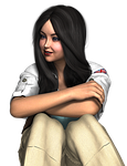 girl, happy, sitting