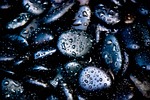 roller, black pebbles, rain