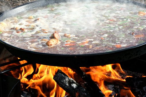Paella, Valenciansk, Mad, Brænde, Ild