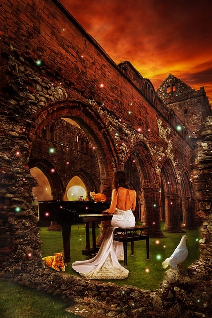 Free church ruin architecture illustration