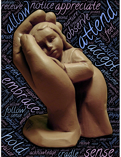 Free holding embrace attending illustration