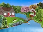 cottage, pergola, flowers