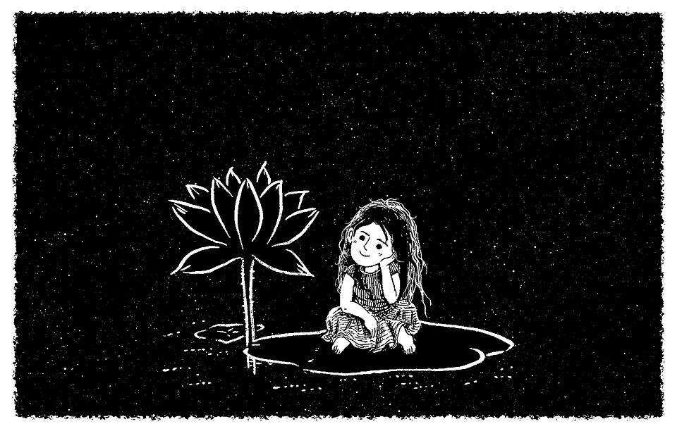 Fairy Tale, Night, Flower, Girl, Star, Sleep, Dream