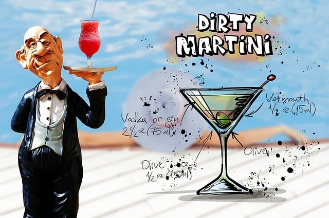 Free dirty martini cocktail drink illustration