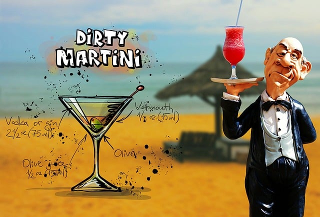 Free dirty martini cocktail drink illustration