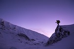 snow, sunset, hiking