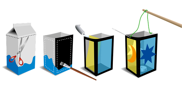 Free lantern handcraft milk carton vector