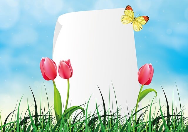 Free spring tulip butterfly illustration