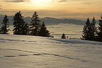 sunset, alpine, winter