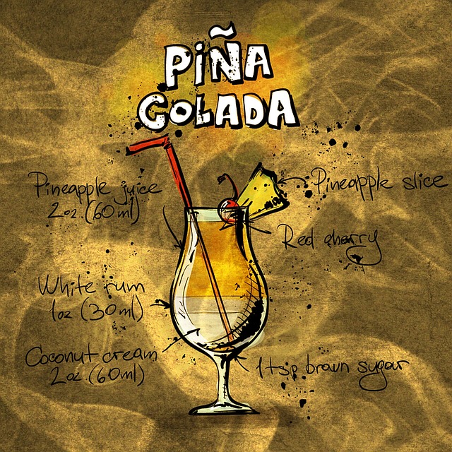 Free cocktail pina colada alcohol illustration