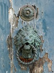 door, blue, door knocker