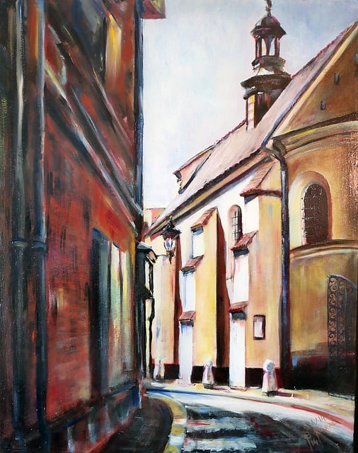 Tekening, Straat, Polen, Krakau, Kerk