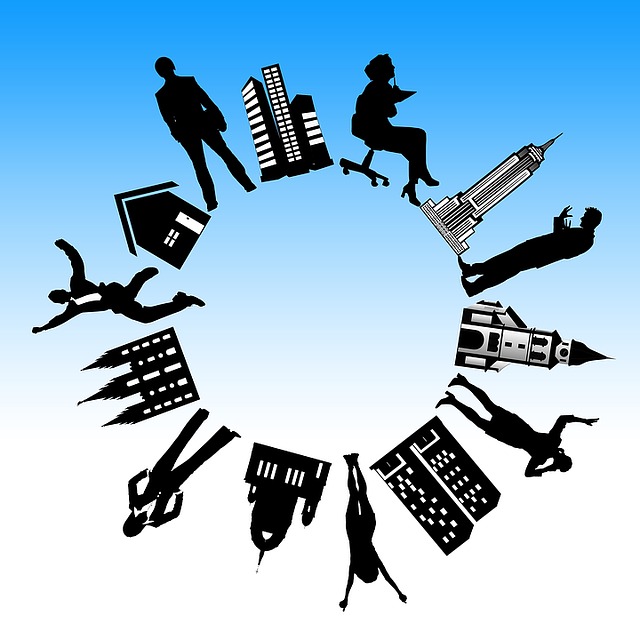 Free people silhouettes building illustration