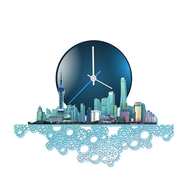 Free skyline city gears illustration