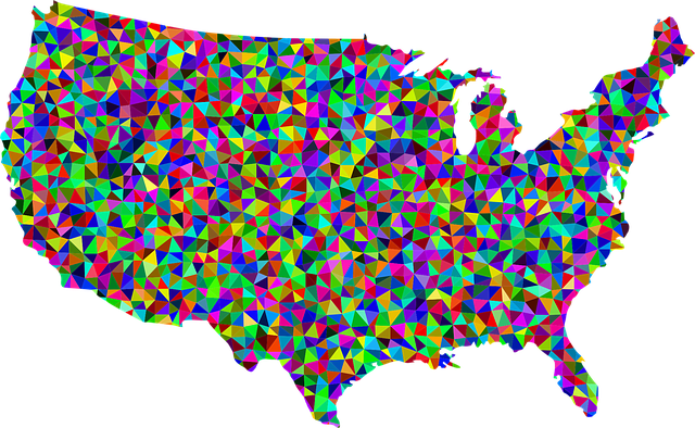 Free colorful prismatic united states map vector