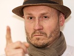 man, hat, finger high