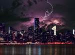 city, skyline, night