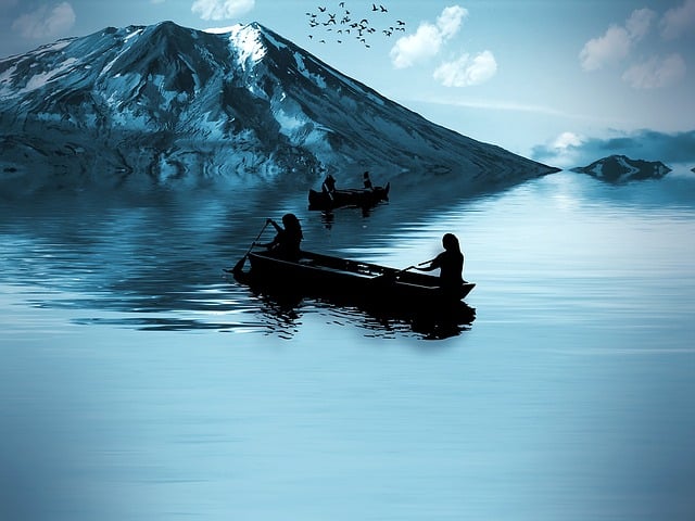 Free mountain lake water illustration