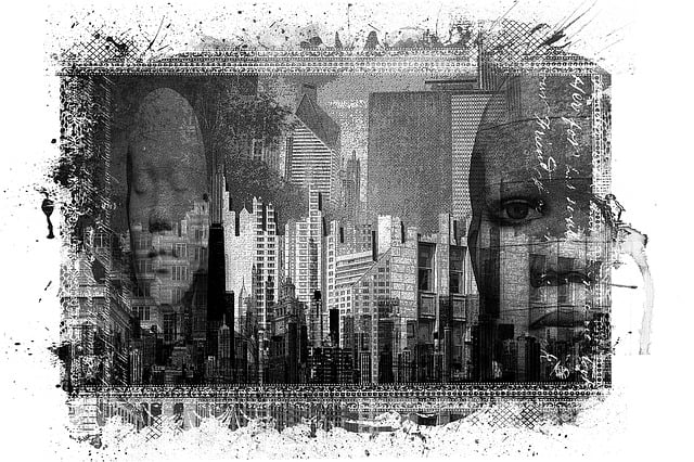 Free chicago skyline composite illustration