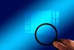 window, hand, magnifying glass