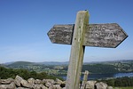 lake district, sign, wood
