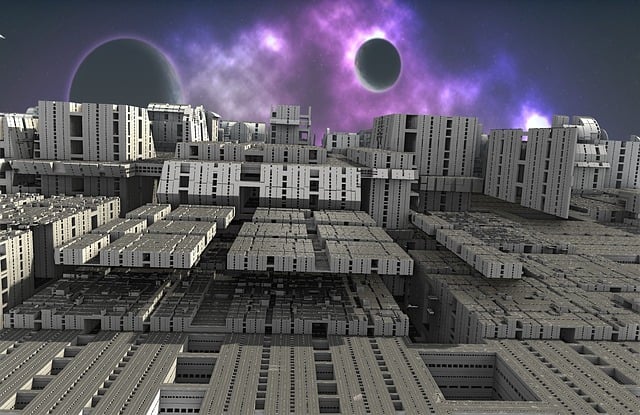 Free space city fractal illustration