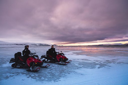 Snowmobiles, Glacier, Snow, North Pole