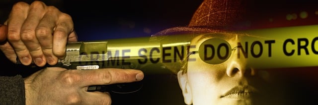 Free hands pistol crime scene illustration