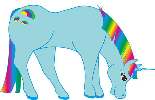 Free rainbow unicorn fairy tale vector