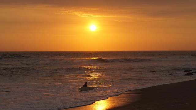 Pôr Do Sol, Sol, Oceano, Praia, Surf