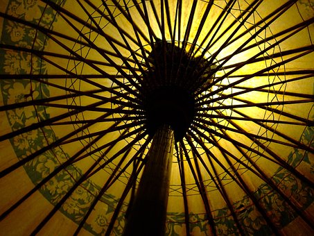 Paraply, Paraply Med Cirkel, Gul, Japan