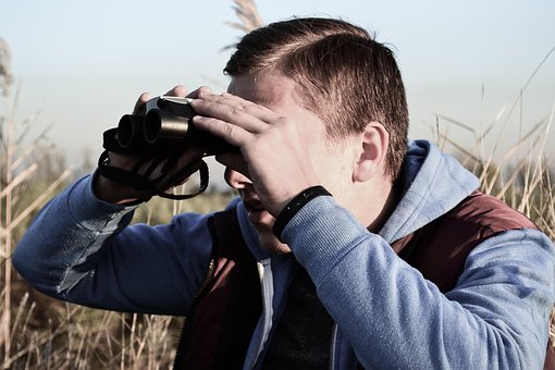Binocular, Spying, Looking Forward, Male