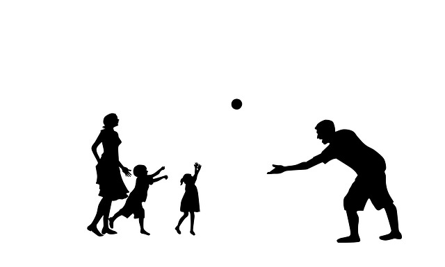 Free family silhouette parents and sons illustration