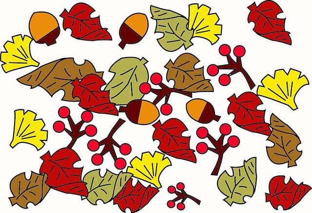 Free autumn fallen leaves acorn illustration