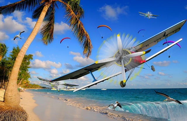 Free photomontage south seas beach illustration